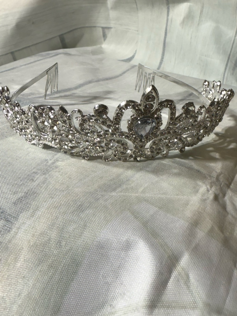 Silver Crown, Princess Tiara With Crystal, Queen Headband